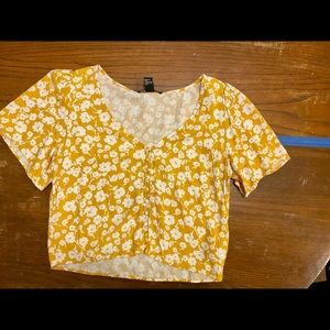 Forever 21 Yellow Floral Crop Top
